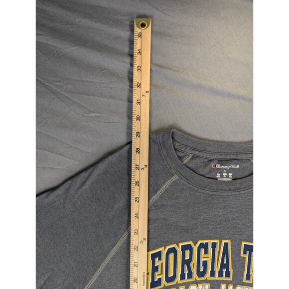 Georgia Tech Yellow Jackets T-Shirt Large Men's Champion Short Sleeve Gray Tee - Picture 4 of 6